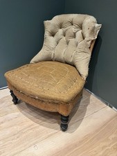 19th Century French Button Back Slipper Chair For Recovering
