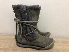 CUSHE LADIES GREY FAUX SUEDE LACE ROUND LINED WINTER SNOW BOOTS UK 3 EUR 36 D31