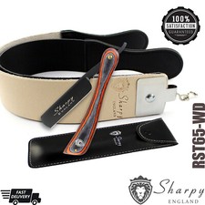 2 PIECES MEN'S SALON STRAIGHT CUT THROAT SHAVING RAZOR AND SHARPENING STROP-BELT