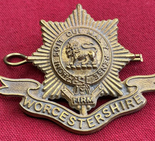 Worcestershire Regiment British Military Cap Badge - brass with copper lugs
