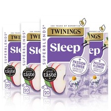 Twinings Superblends Sleep Tea, 80 Tea Bags (Multipack of 4 x 20 Bags, UK FREE