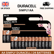 24 PACK DURACELL SIMPLY AA BATTERIES LONG LASTING ALKALINE POWER | UK STOCK