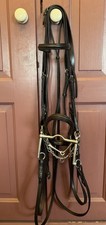 Heritage Cob Size Black English Leather Double Bridle With S/S Bits And Reins