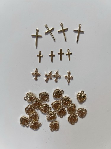 Gold plated religious charms - gold,