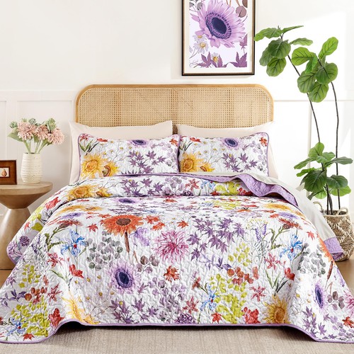 Yiran purple floral - purple, quilt