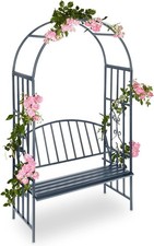 2 Seater Garden Arbour Bench with Trellis Metal Outdoor Seat 205x115x50cm