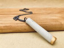 Handmade Concrete Cement Tube Pendant Necklace Gold Dipped