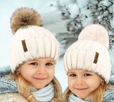 Girls beanie woolly - bobble, hat
