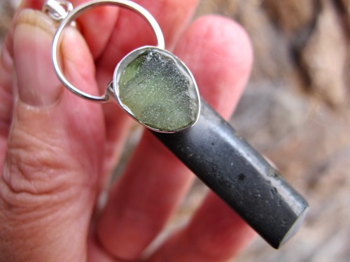 Moldavite tourmaline crystal - moldavite,