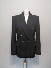 Zara Classic Black Double Breasted Blazer Jacket Size L