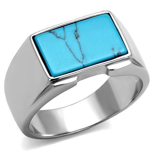 Mens turquoise ring square