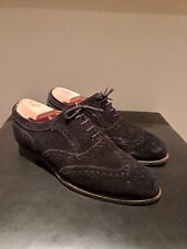 Cheaney Black Suede Oxford Brogues UK 7 Grosvenor Shoes  England Oxfords Welted