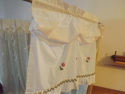 White ruffled curtain - white, panel