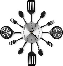 Cutlery Wall Clock Black