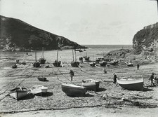 Magic Lantern Slide. Fishing Village, Port Isaac, Cornwall. Suggest 1900-20
