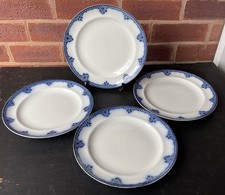 Burleigh Ware Plates Rosette 24cm Pattern Blue & White c1912-1918 x 4
