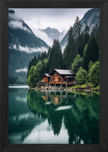 Lakeside cabin mountains - lakeside,