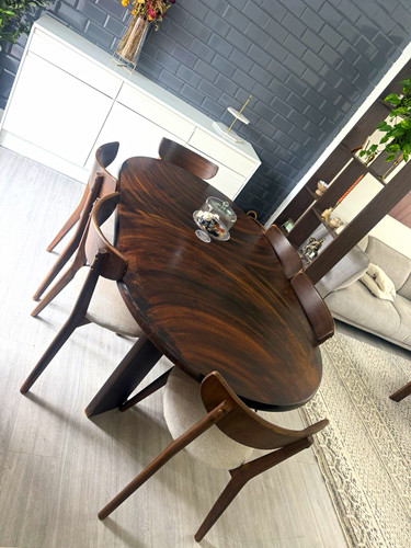 Dark wood oval extending - wood,