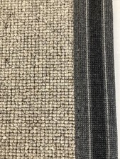Stair Runner. Grey Wool Loop Carpet With 50mm border Tape. 3.70x0.78m. 