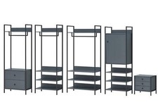 Open Wardrobe Drawers Cabinet Modern Storage Dark Grey Bedroom Furniture