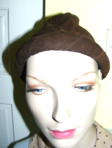 Vintage 1940s dark - brown, hat