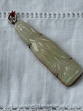 Vintage Natural Icy Green Jadeite Hand Carved Kwan-yin Pendant 