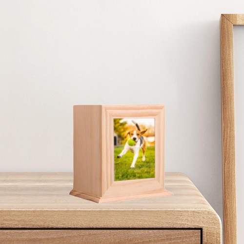Wood pet urn with picture - wood,