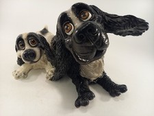 Pets with Personality Figurine Springer Spaniel & Pup Black & White Ex Con 