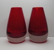 2x MCM WHITEFRIARS 9647 Ruby Red Glass Tapering Vase 1966-73 