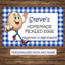 18 Personalised  Homemade  Pickled Eggs Jar labels  any name added kitchen label