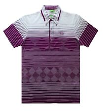 Hugo Boss white purple striped paddy golf pro polo t-shirt top Medium M £145
