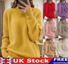 Women Jumper Tops Winter Warm Sweater Ladies Long Sleeve Chic Knitwear High Neck