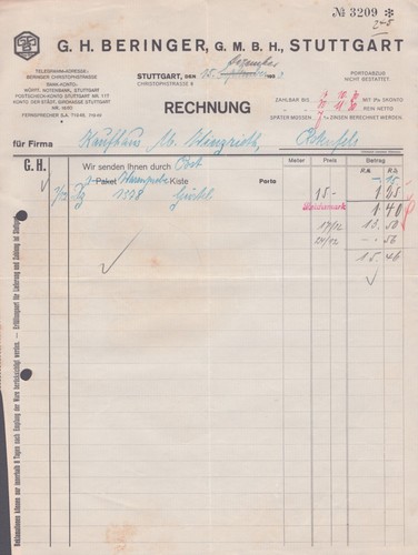 Invoice behringer stuttgart - behringer,