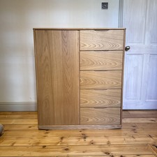 John Lewis Bow 5 Drawer Low Wardrobe Natural Wood