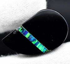 25.00 Cts Natural Fire Opal On Black Onyx Doublet Fancy IGL Certified Gemstone