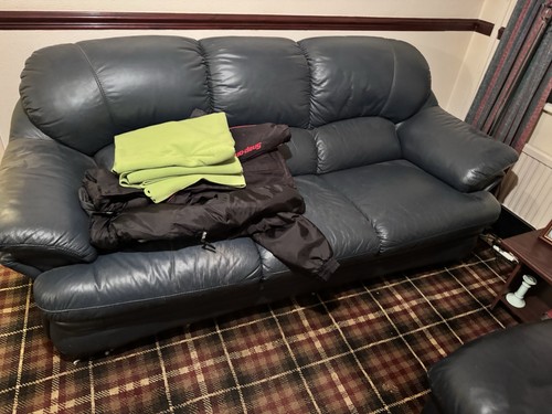 Black leather piece suite - black,