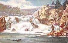 BR80685  salmon pool river shin sutherlandshire postcard fishing painting   uk