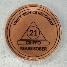1 to 65 Years Alcoholics Anonymous Personalised Plated AA Sobriety Chip Coin