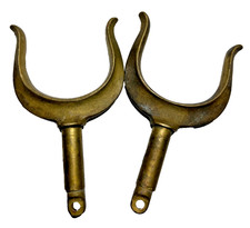 Antique Vintage Brass Oarlock Oar Locks Open Forks Pair 2" Inch Opening Rowboat