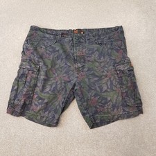 Superdry Mens Shorts 2XL XXL Blue Green Floral Camo Cargo Utility Military Army