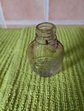 Victorian/Edwardian Small Perfume Style Bottle, Design On Front, Clear Glass vgc