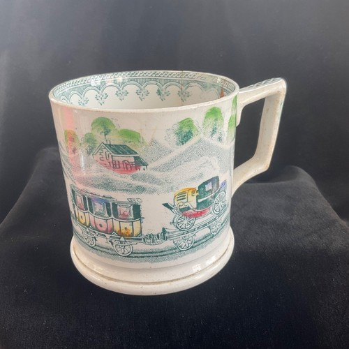 Antique early steam train mug - antique,