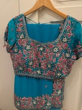 women saree with blouse blue