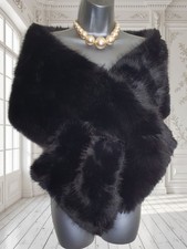 Black Faux Fur Wrap Luxurious Satin Backed