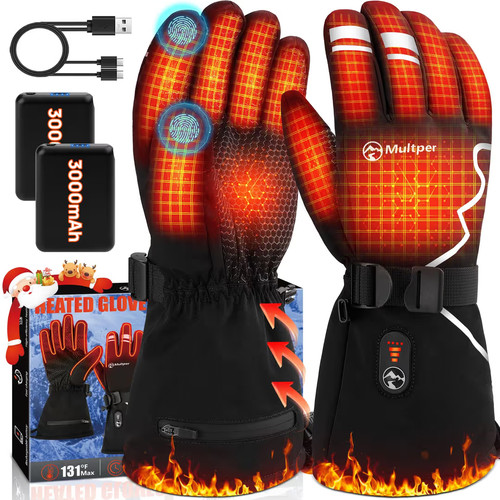 Multper black heated gloves - black,
