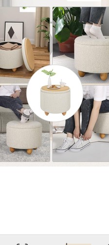 Cream footstool with storage - cream,