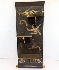 Antique Circa 1900 Chinese Export Chinoiserie Dragon Folding Shelf 30.5in High