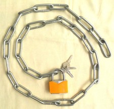 1.5m Heavy Duty Steel Security Chain 4mm Links + 50mm Iron Padlock 3 Keys Gates