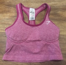 Gymshark lift seamless midi tank with shelf bra top In Pink/white Marl Size XS