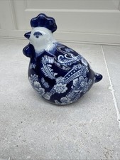 Blue White Ceramic Chicken